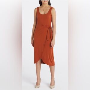 Nine Britton Amber Knit Midi Wrap Dress in Cognac size Medium petite